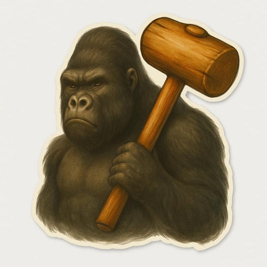 Vinyl sticker: Gorillardo Mazzuoloni Funny Waterproof Sticker for Laptop Wall Car Window Bumper Decal Truck Auto Water Bottle with Cartoon Hammer Gorilla