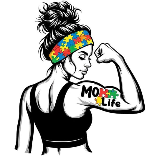 Vinyl sticker: Empowered Mom Life Sticker - Autism Awareness with Strength & Style