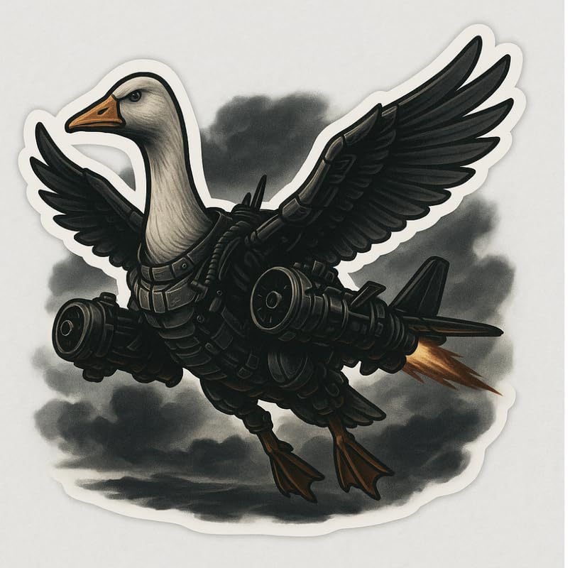 Vinyl sticker: Bombombini Gusini Tactical Goose Bumper Sticker for Laptop Wall Car Window Truck Auto Decal Waterproof Water Bottle – Combat Jet Armor Meme Art 4 in