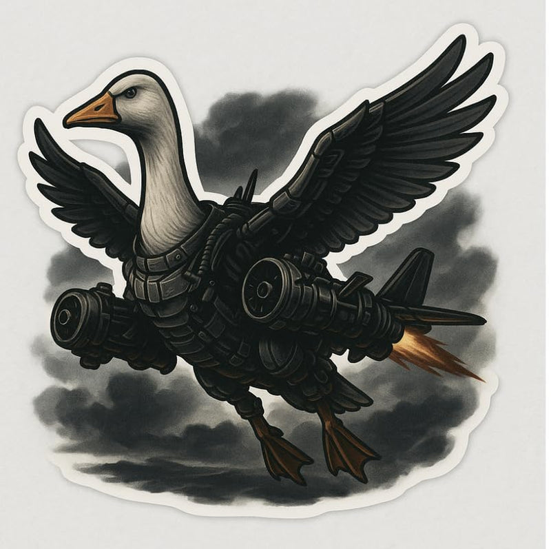 Bombombini Gusini Tactical Goose Bumper Sticker for Laptop Wall Car Window Truck Auto Decal Waterproof Water Bottle – Combat Jet Armor Meme Art 4 in