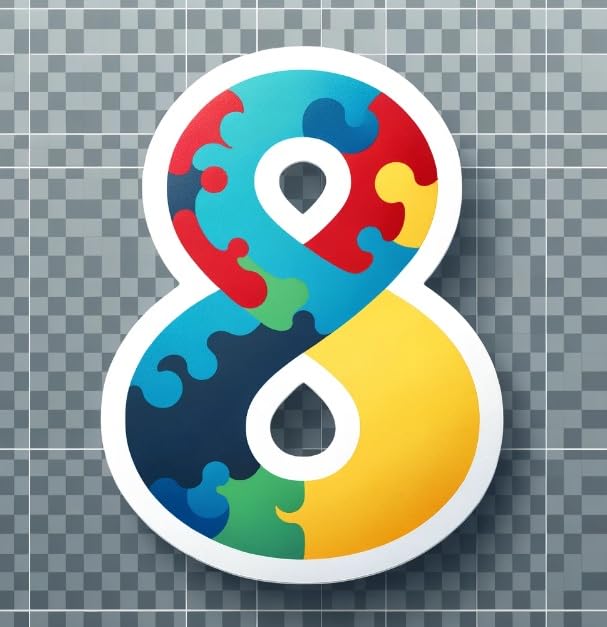 Vinyl sticker: Matte Autism Awareness Infinity-Like '8' Sticker - Simplistic Design for Laptops, Cars, Windows, and Bottles (4)