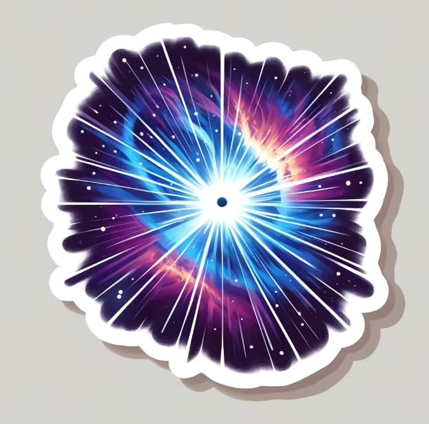 Vinyl sticker: Cosmic Quasar Sticker - Vibrant Space Decal for Astronomy Enthusiasts