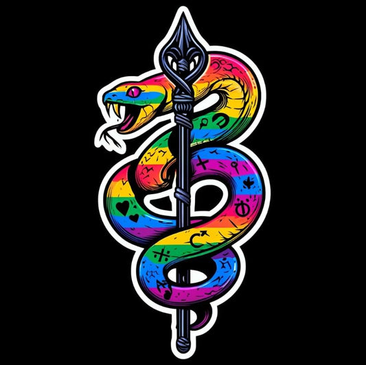 Vinyl sticker: Edgy Rainbow Snake LGBTQ+ Pride Sticker Decal for Laptop, Wall, Car, Window, Bumper, Waterproof, Truck, Water Bottle