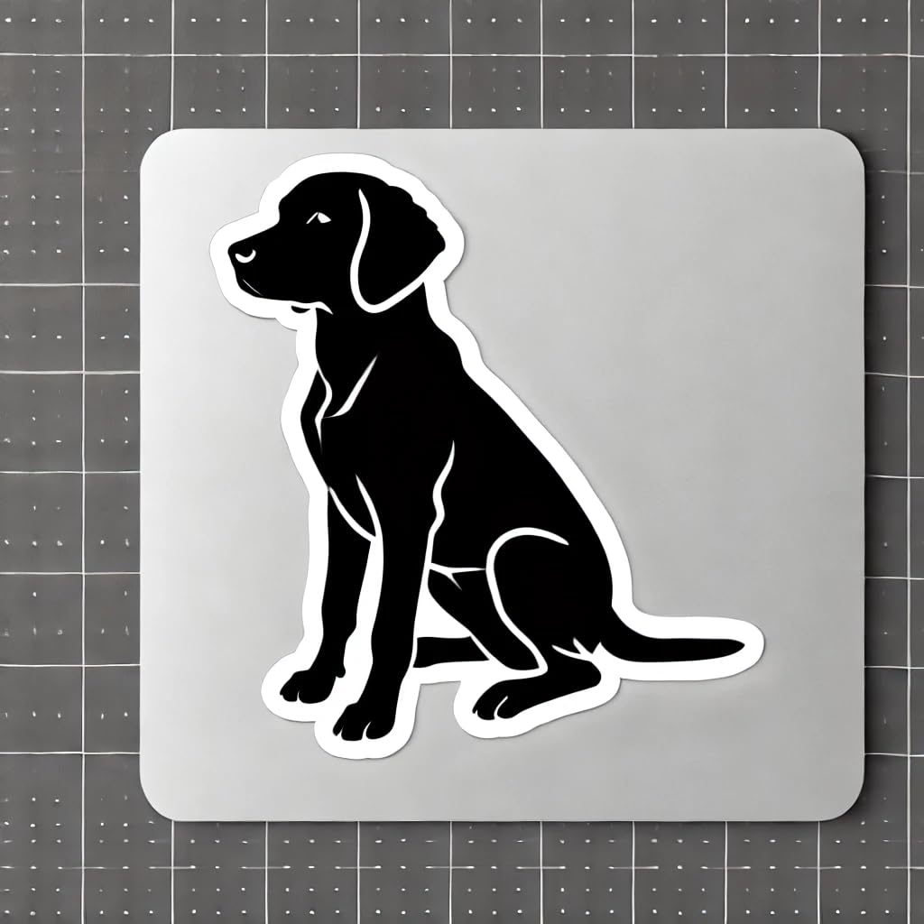 Vinyl sticker: Black Silhouette Sitting Dog Sticker for Laptop, Wall, Car, Window, Bumper, Truck - Minimalistic and Elegant Design