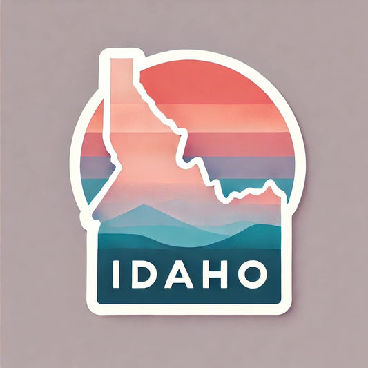 Vinyl sticker: Idaho Minimalist State Shape Sticker - Sunset Gradient Decal for Laptop, Wall, Car, Window, Bumper, Truck, Waterproof Auto, Water Bottle (6)