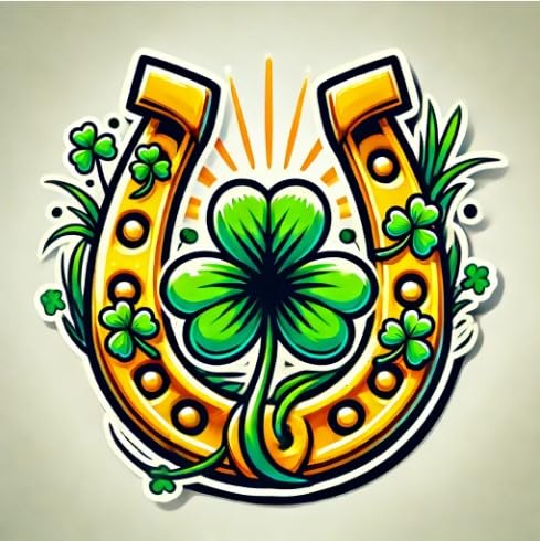 Vinyl sticker: Bold Horseshoe Shamrocks Laptop Wall Car Window Bumper Sticker Decal Truck Waterproof Auto Water Bottle (4)