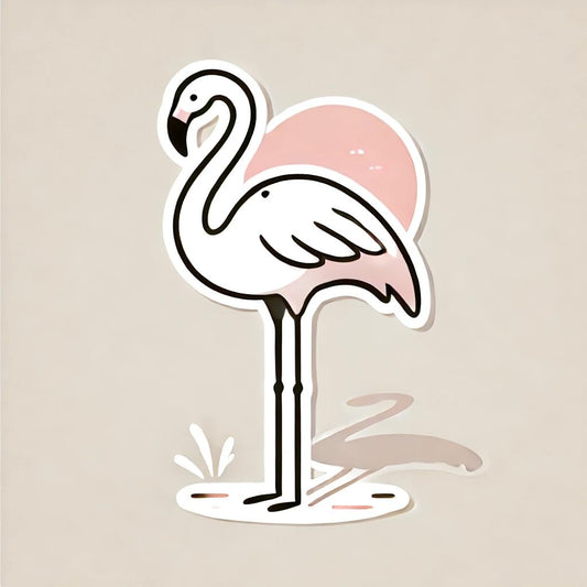 Vinyl sticker: Minimalist Flamingo Decal Sticker for Laptop, Wall, Car, Window, Bumper, Truck, Waterproof Auto, and Water Bottle - Elegant Flamingo in Soft Pink and White