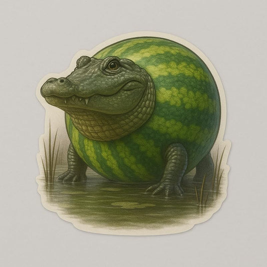 Vinyl sticker: Glorbo Fruttodrillo Waterproof Sticker for Laptop Wall Car Window Bumper Decal Truck Auto Water Bottle with Realistic Alligator Watermelon Hybrid Design