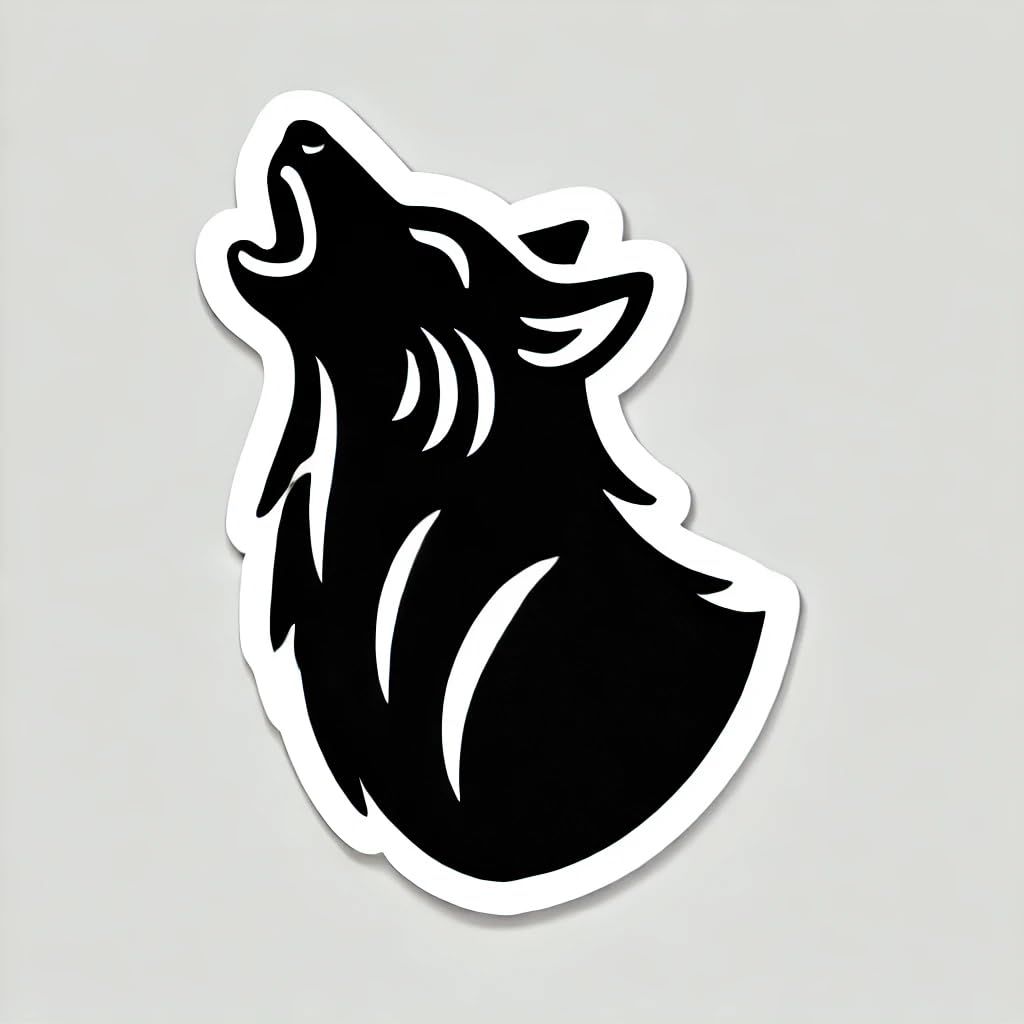 Vinyl sticker: Black Silhouette Howling Dog Sticker for Laptop, Wall, Car, Window, Bumper, Truck - Minimalistic and Elegant Design