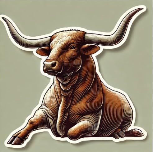 Vinyl sticker: Realistic Texas Longhorn Bull Decal – Durable Vinyl Sticker for Laptop, Car, Wall, Window, Bumper, and Water Bottle – Waterproof and UV Resistant