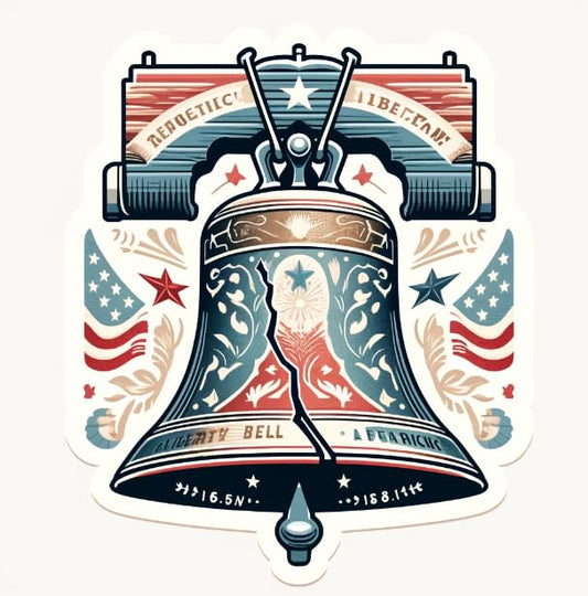 Vinyl sticker: Modern Liberty Bell Sticker - Patriotic Decal for History Buffs and Educators