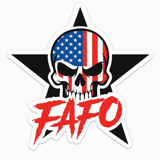Vinyl sticker: FAFO Skull Star Sticker – Color Vinyl Decal with American Flag Skull Grunge FAFO – Waterproof for Laptop, Wall, Car, Window, Bumper, Truck, Auto – F*CK Around and Find Out – Variation 17