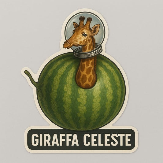 Vinyl sticker: Giraffa Celeste Vinyl Waterproof Sticker for Laptop Wall Car Window Bumper Decal Truck Auto Water Bottle Featuring Retro Astronaut Watermelon Giraffe