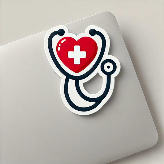 Vinyl sticker: Doctors' Day Minimalist Stethoscope Heart Laptop Wall Car Window Bumper Sticker Decal Truck Waterproof Auto Water Bottle