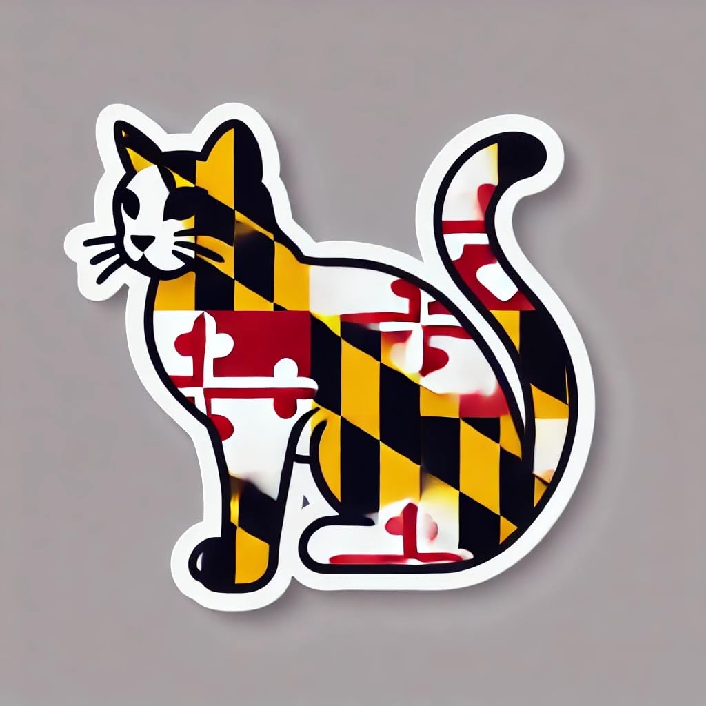 Vinyl sticker: Maryland State Tricolor Cat Waterproof Sticker for Car Laptop Window Bumper Truck Auto Water Bottle Vinyl Decal