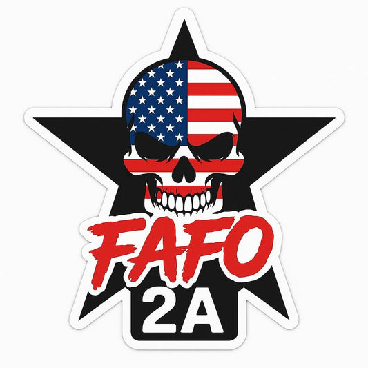 Vinyl sticker: FAFO Skull Star Sticker – American Flag Skull with FAFO and 2A Text – Vinyl Decal for Laptop, Wall, Car, Window, Bumper, Truck, Auto, Water Bottle – Second Amendment Graphic – Variation 19