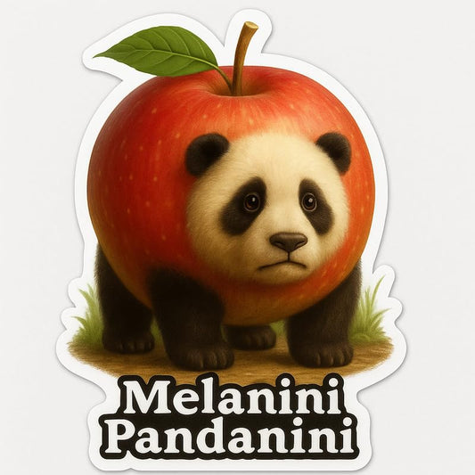 Vinyl sticker: Melanini Pandanini Sticker – Funny Realistic Panda Apple Hybrid Vinyl Decal for Laptop, Wall, Car, Window, Bumper – Waterproof Animal Meme Sticker for Truck, Auto, Bottle – Cute Forest Design