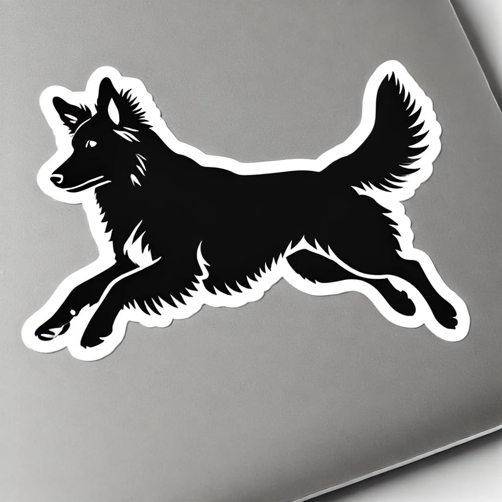 Vinyl sticker: Black Silhouette Jumping Dog Sticker for Laptop, Wall, Car, Window, Bumper, Truck - Minimalistic and Elegant Design