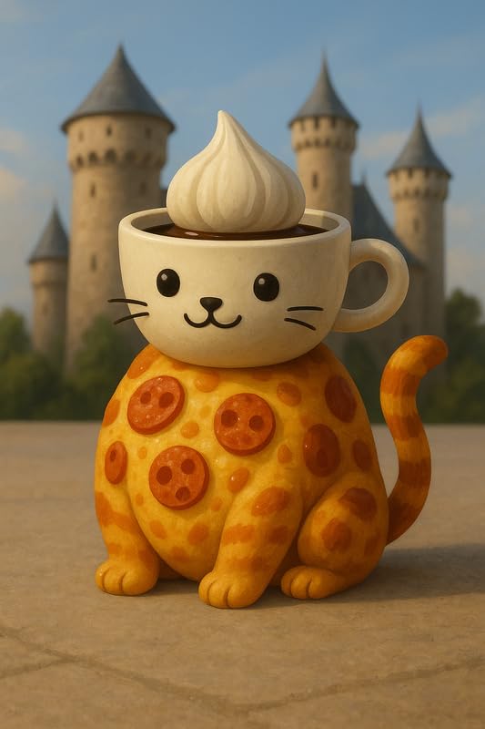 Vinyl sticker: Waterproof Cat Pizza Coffee Sticker Decal for Laptop Wall Car Window Bumper Auto Glass Truck Water Bottle Decoration