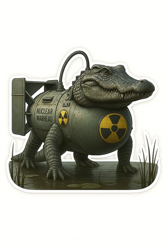 Vinyl sticker: Waterproof Bombardino Crocodilo Sticker for Laptop Wall Car Window Bumper Decal Truck Auto Water Bottle – Nuclear Warhead Crocodile Swamp Mutant with Full Cutout 4in