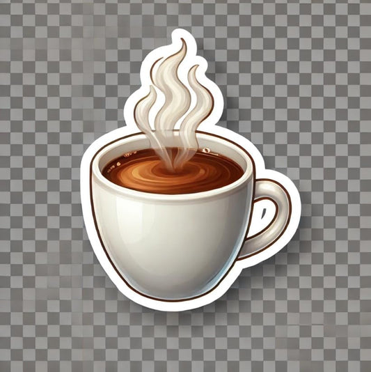 Vinyl sticker: Cozy Coffee Cup Sticker for Laptop, Wall, Car, Window, Bumper, Truck, Waterproof Decal - Realistic Design