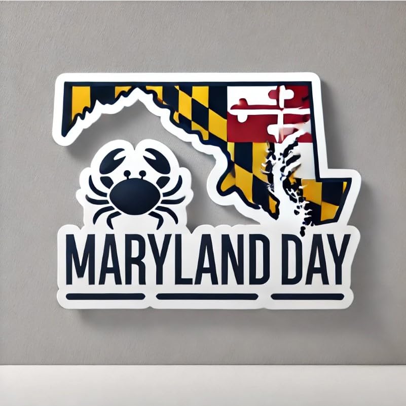 Vinyl sticker: Maryland Day Laptop Wall Car Window Bumper Sticker Decal Truck Waterproof Auto Water Bottle Minimalist State Flag Design (4)