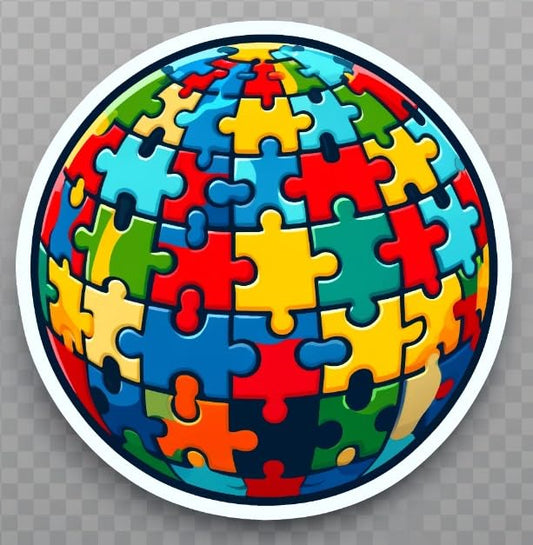 Vinyl sticker: Incomplete Autism Puzzle Earth Sticker - Symbolic Unity and Awareness Decal for Laptops, Cars, Windows, and Bottles