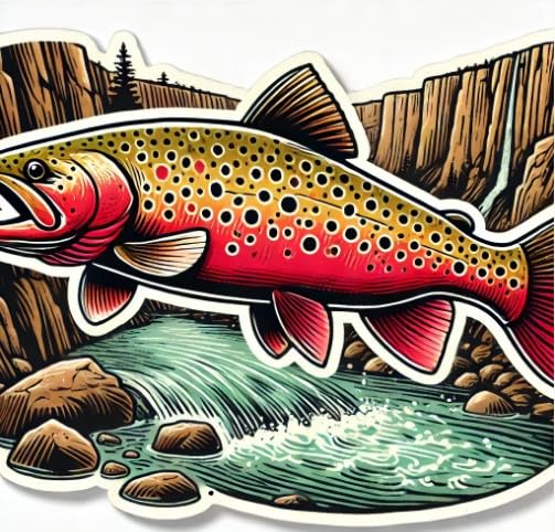 Vinyl sticker: Durable Rio Grande Cutthroat Trout Sticker – Waterproof Vinyl Decal for Laptop, Car Window, Bumper, Truck, Water Bottle, and Auto Use
