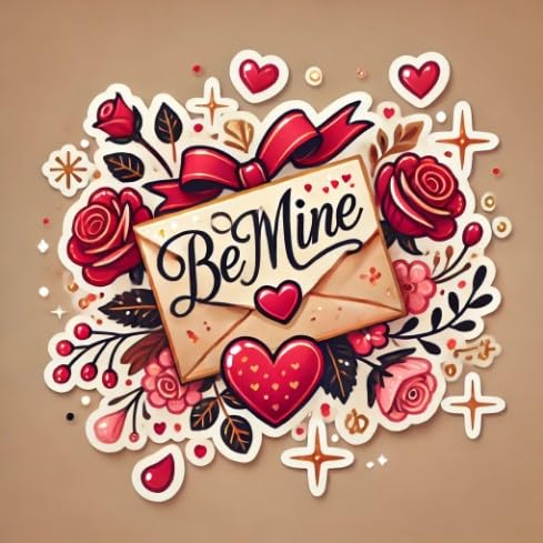 Vinyl sticker: Be Mine Love Letter Sticker for Laptop, Wall, Car, Window, Bumper, Decal, Truck, Waterproof, Auto, Water Bottle