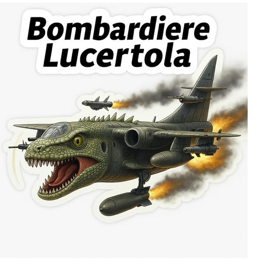 Vinyl sticker: Bombardiro Crocodilo vs Bombardiere Lucertola Sticker for Laptop Wall Car Window Bumper Truck Auto Water Bottle – Vinyl Meme Combat Hybrid Decal 4 in