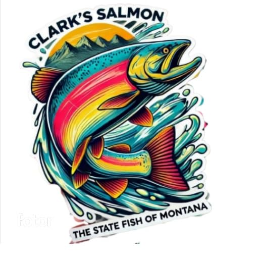Vinyl sticker: Clark's Salmon Dynamic Fishing Sticker for Laptop, Wall, Car, Window, Bumper, Decal, Truck, Waterproof, Auto, Water Bottle