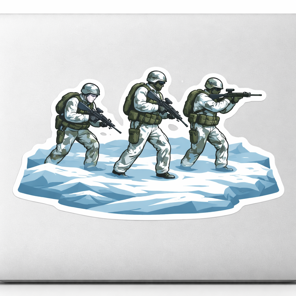 Winter Camouflage Soldiers Sticker Decal Vinyl Laptop Car Window Bumper AUTO Water Bottle Helmets Waterproof Vector