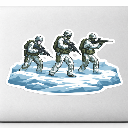 Winter Camouflage Soldiers Sticker Decal Vinyl Laptop Car Window Bumper AUTO Water Bottle Helmets Waterproof Vector
