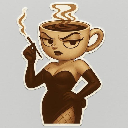 Vinyl sticker: Laptop Wall Car Window Bumper Sticker Decal Truck Waterproof Auto Water Bottle Coffee Cup Lady Noir Espressona Signora Retro Femme Fatale Vinyl Art
