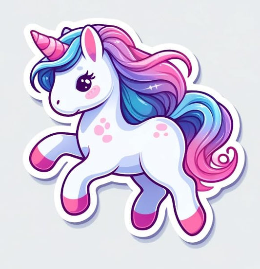 Vinyl sticker: Magical Unicorn Sticker - Colorful Pastel Decal for Laptops, Car Windows, and Children's Items - Waterproof Vinyl Sticker for Fantasy Lovers