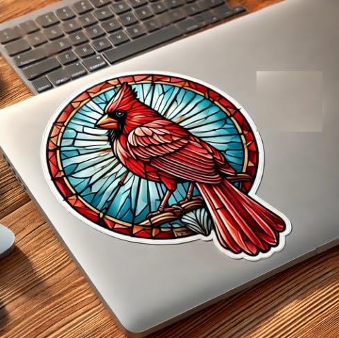 Vinyl sticker: Red Cardinal Indiana State Bird Vinyl Sticker for Laptop, Wall, Car, Window, Bumper, Decal, Truck, Waterproof, Auto, Water Bottle. Variation 18 (4)