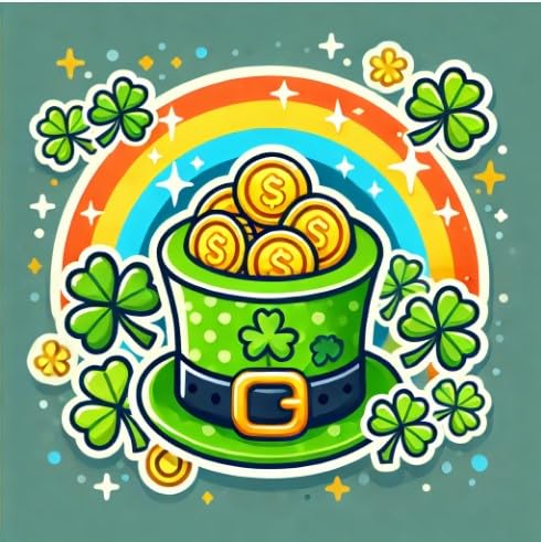 Vinyl sticker: Leprechaun Hat Gold Coins Laptop Wall Car Window Bumper Sticker Decal Truck Waterproof Auto Water Bottle