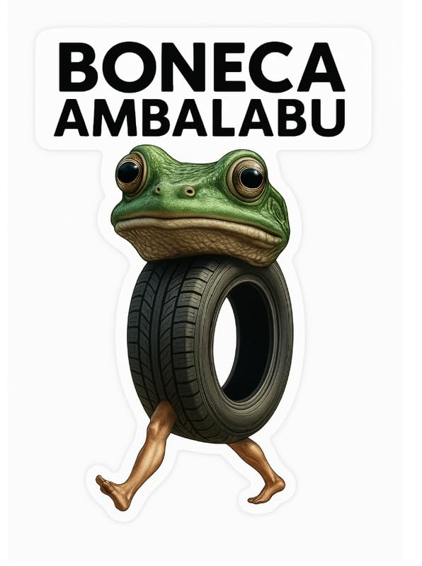 Vinyl sticker: Boneca Ambalabu Waterproof Sticker for Laptop Wall Car Window Bumper Truck Auto Water Bottle – Tire Frog Meme Hybrid Character Vinyl Decal with Text on Top 4 in