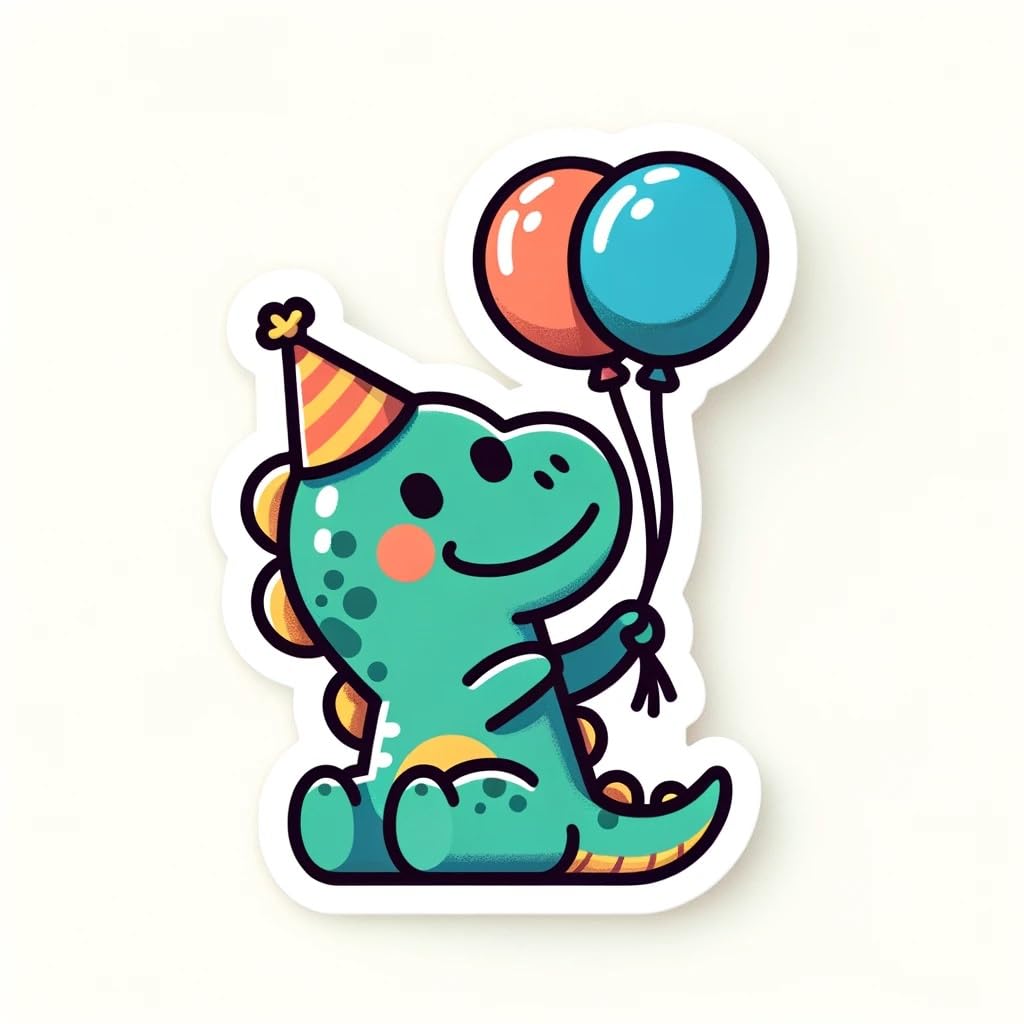 Vinyl sticker: Party Dinosaur Sticker for Laptop, Wall, Car, Window, Bumper, Waterproof Decal for Trucks and Water Bottles