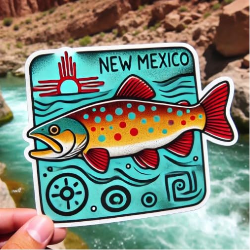 Vinyl sticker: Petroglyph River New Mexico Rio Grande Cutthroat Trout Sticker – Waterproof Vinyl Decal for Car, Wall, Laptop, Truck, Bumper, Auto, and Water Bottle Use (4)