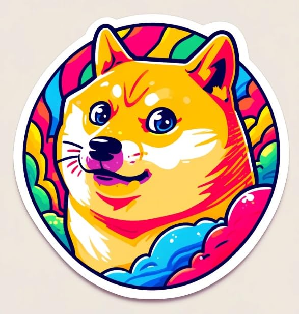 "Doge" Meme Decal: Colorful Shiba Inu Expression Sticker for Laptops, Cars, and Windows - Waterproof and UV Resistant (6)