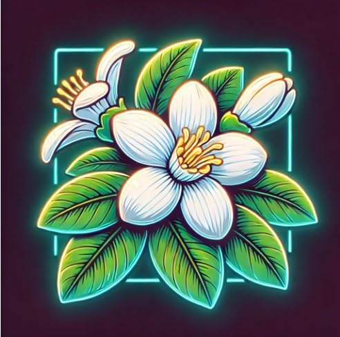 Vinyl sticker: Neon Florida Orange Blossom Sticker - Waterproof Car, Laptop, Window, Bumper, Auto, Truck, Water Bottle, Wall, Decal