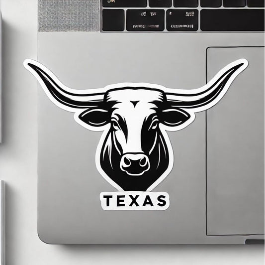 Vinyl sticker: Monochrome Texas Longhorn Bull Decal – Minimalist Vinyl Sticker for Laptop, Car, Wall, Window, Bumper, and Water Bottle – Waterproof and UV Resistant (6)