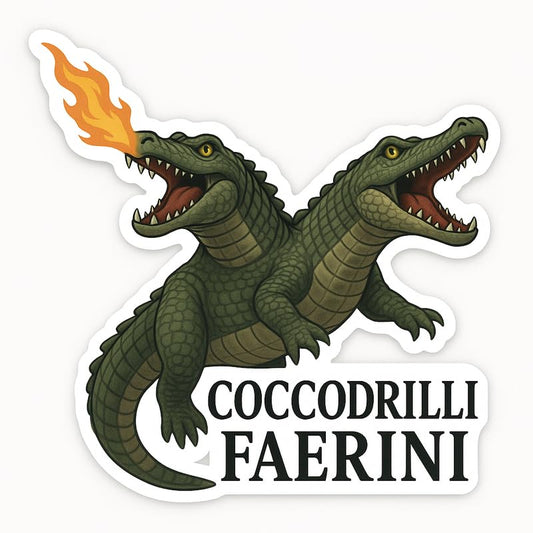 Vinyl sticker: Laptop Wall Car Window Bumper Sticker Decal Truck Waterproof Auto Water Bottle Coccodrilli Faerini Two-Headed Fire Alligator Dragon Fantasy Monster Vinyl Art
