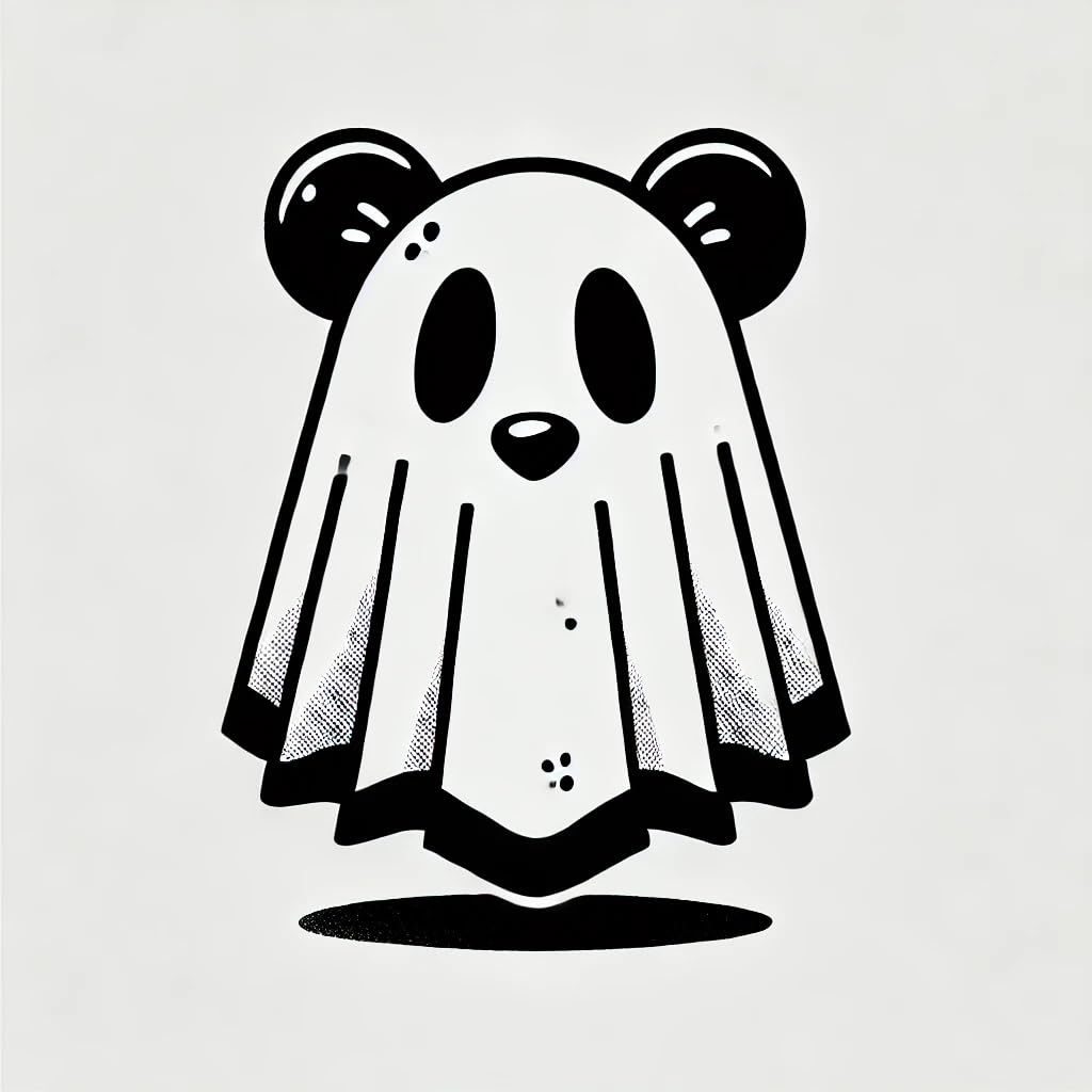 Vinyl sticker: Mystical Minimalist Black Bear Ghost Costume Sticker for Laptop, Wall, Car, Window, Bumper, and Water Bottle – Waterproof, Auto Decal for Truck and More (4)