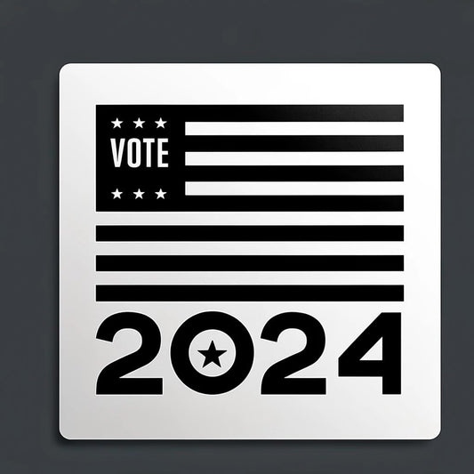 Vinyl sticker: 2024 USA Elections Minimalist Vote Sticker Decal for Laptop, Wall, Car, Window, Bumper, Truck, Waterproof, Auto, Water Bottle