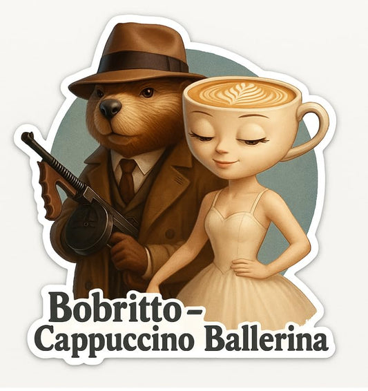 Vinyl sticker: Waterproof Bobrito Bandito Sticker for Laptop Wall Car Window Bumper Decal Truck Auto Water Bottle – Full-Body Beaver Mobster with Machine Gun 4in