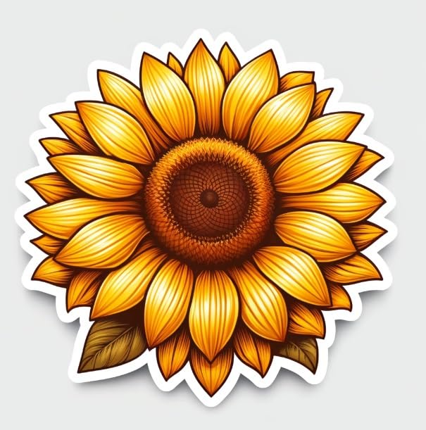 Bright Sunflower Sticker - Realistic Floral Decal for Laptops, Cars, and Personal Items - Waterproof Vinyl Sticker for Nature Lovers