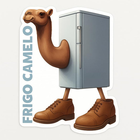 Vinyl sticker: Frigo Camelot Sticker – Italian Brainrot Meme Vinyl Decal for Laptop, Car, Window, Bumper, Wall, Water Bottle, Auto, Truck – Surreal Camel Refrigerator Character – Variation 12