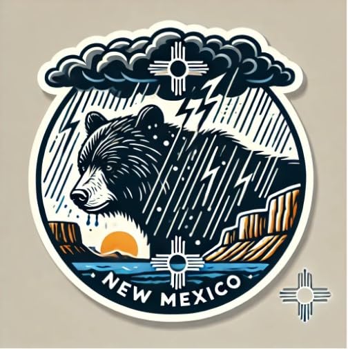 Vinyl sticker: Monsoon Storm Black Bear New Mexico Sticker for Laptop, Wall, Car, Window, Bumper, Waterproof Decal for Truck, Auto, Water Bottle (6)